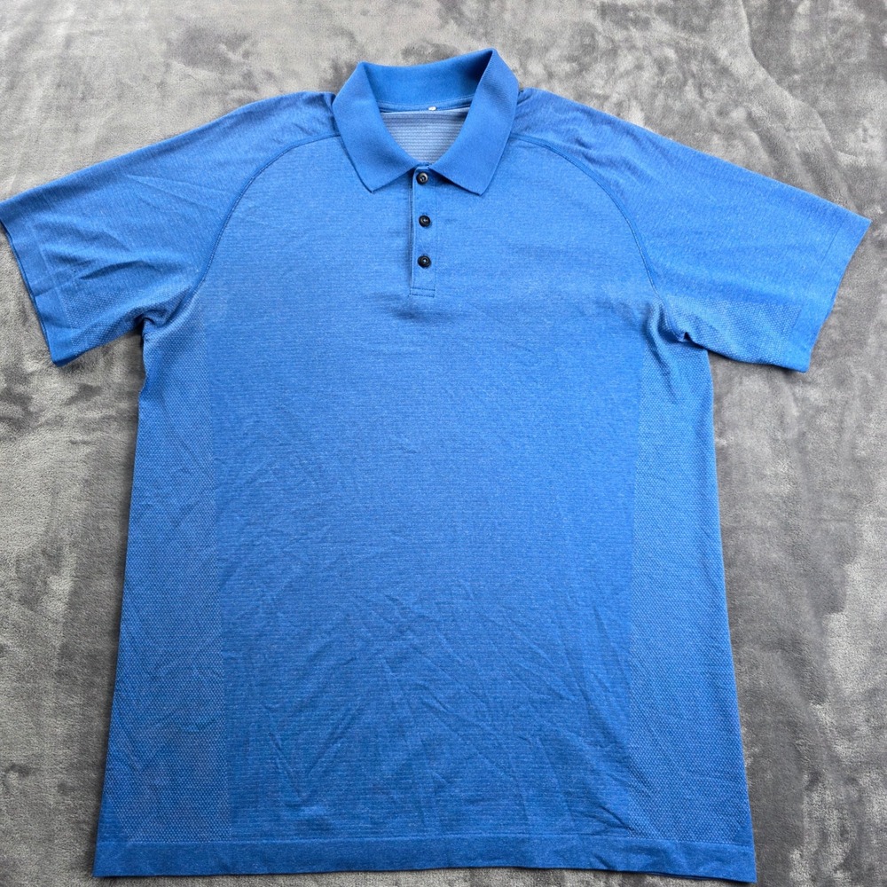 Lululemon Metal Vent Tech Polo Mens XL Blue Short Sleeve Mesh Golf Shirt